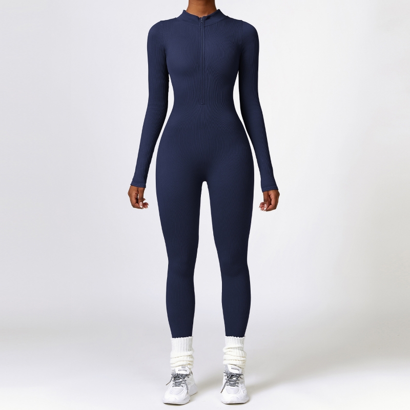 SKL-CLT6953 SEAMLESS RIBBED LONG SLEEVE JUMPSUIT