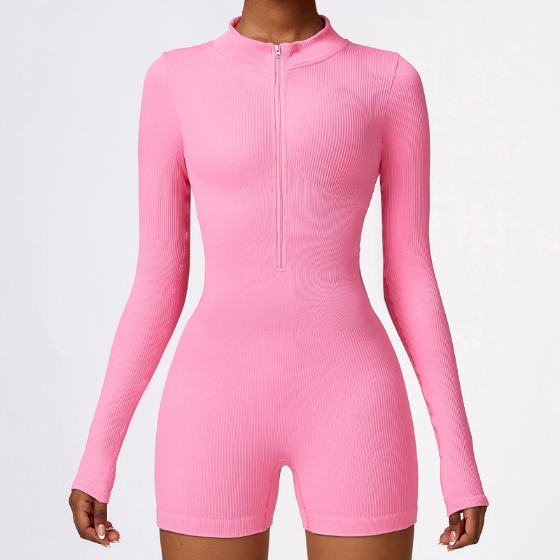 SKL-CLT6952 SEAMLESS RIBBED LONG SLEEVE JUMPSUIT