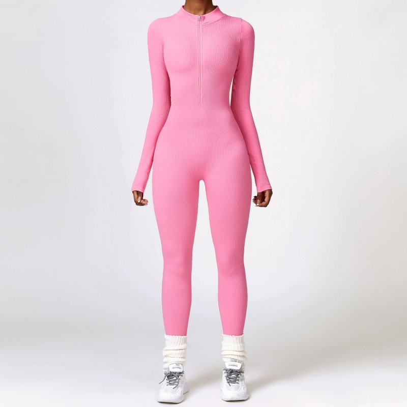 SKL-CLT6953 SEAMLESS RIBBED LONG SLEEVE JUMPSUIT