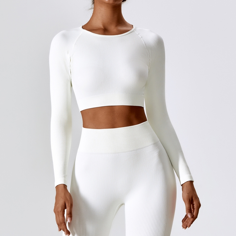 SKL-CCX7345 SEAMLESS RIBBED LONG SLEEVE TOP