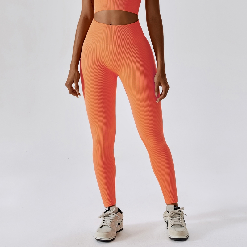 SKL-CCK6866 SEAMLESS CROSS WAIST RIBBED YOGA PANTS