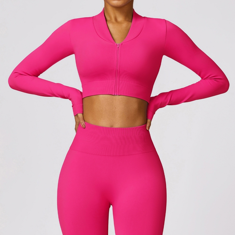 SKL-CCX7502 SEAMLESS FULL ZIP LONG SLEEVE TOP