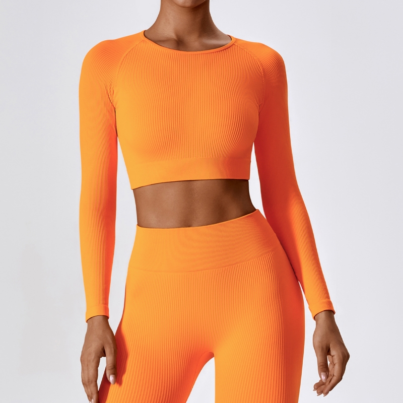 SKL-CCX7345 SEAMLESS RIBBED LONG SLEEVE TOP