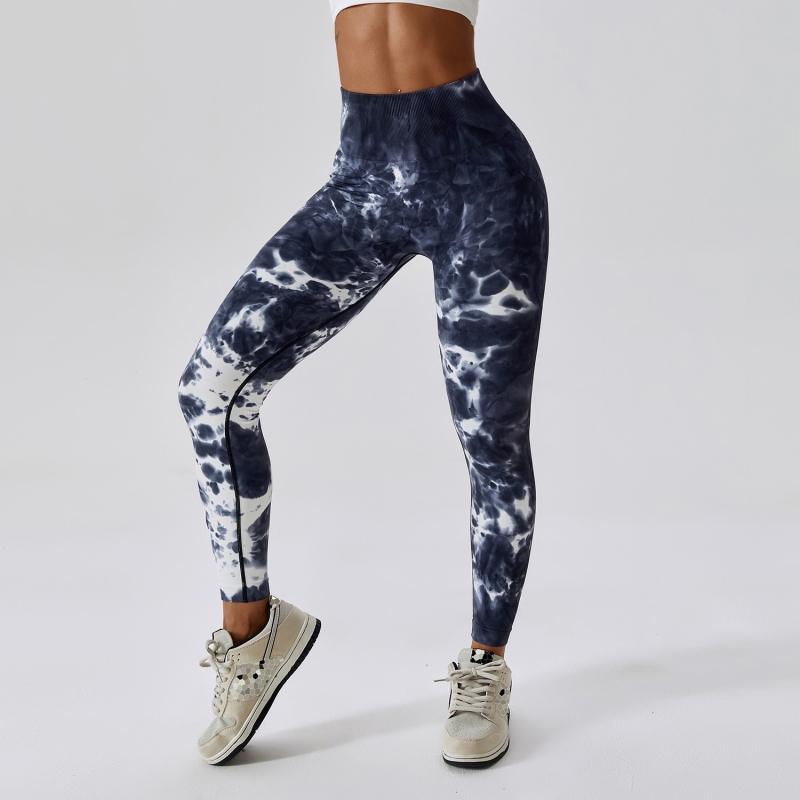 SKL-CCK6924 TIE DIE SEAMLESS YOGA PANTS