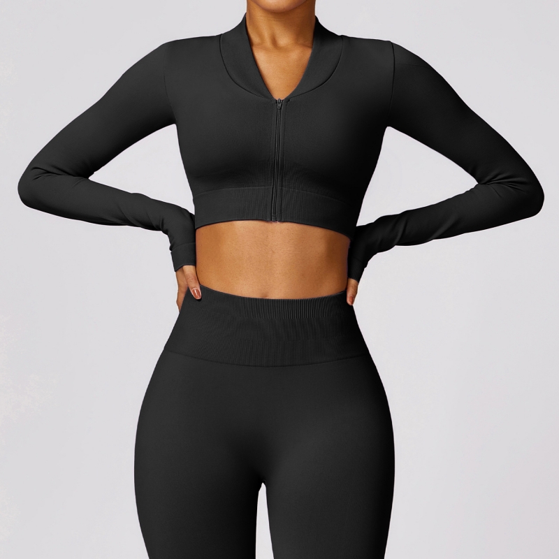 SKL-CCX7502 SEAMLESS FULL ZIP LONG SLEEVE TOP