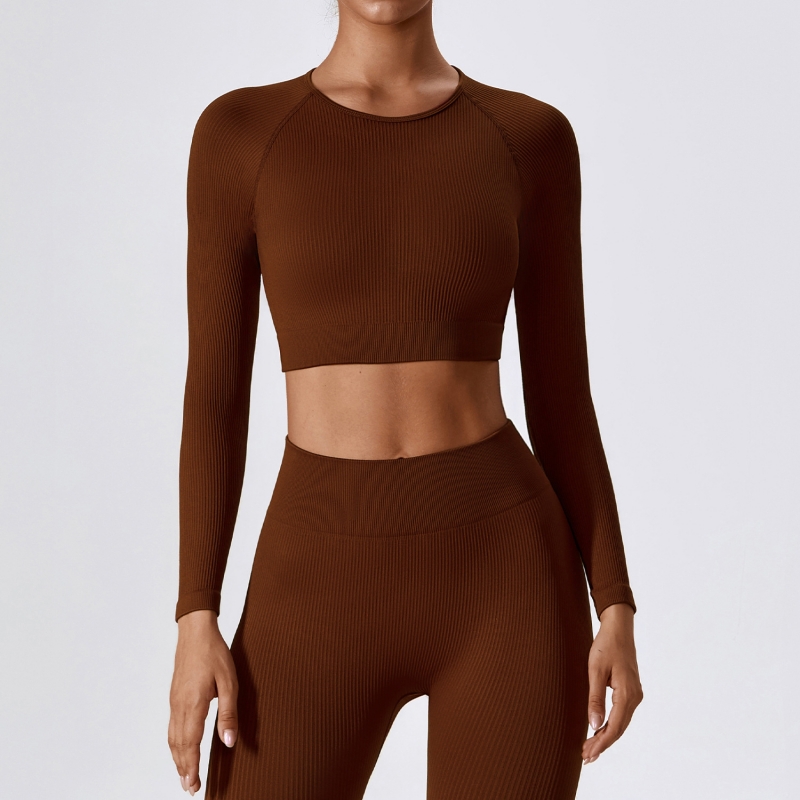 SKL-CCX7345 SEAMLESS RIBBED LONG SLEEVE TOP