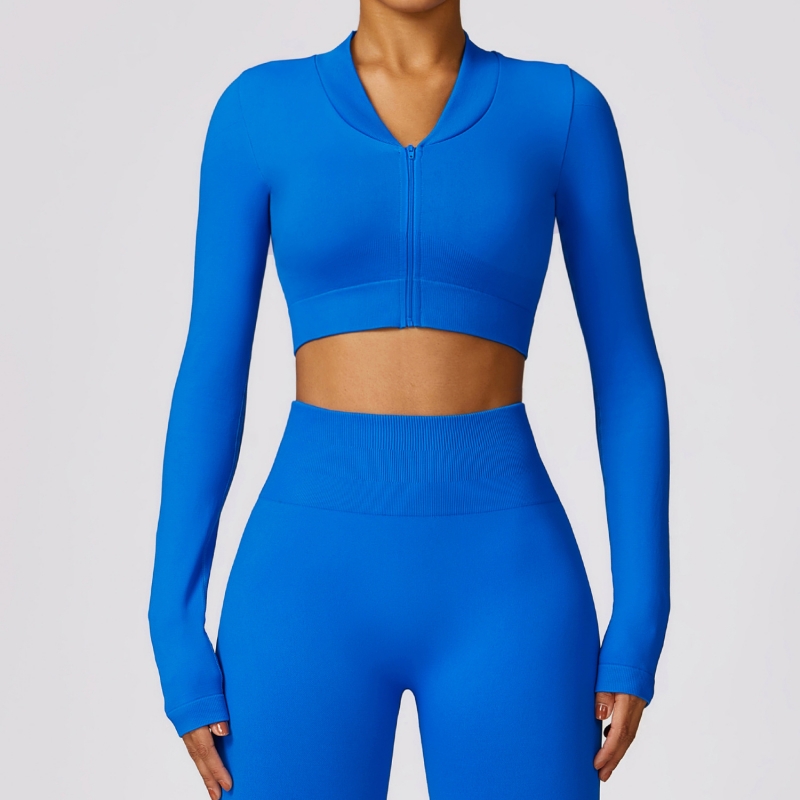 SKL-CCX7502 SEAMLESS FULL ZIP LONG SLEEVE TOP