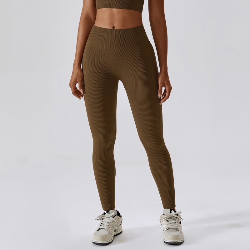 SKL-CCK6866 SEAMLESS CROSS WAIST RIBBED YOGA PANTS