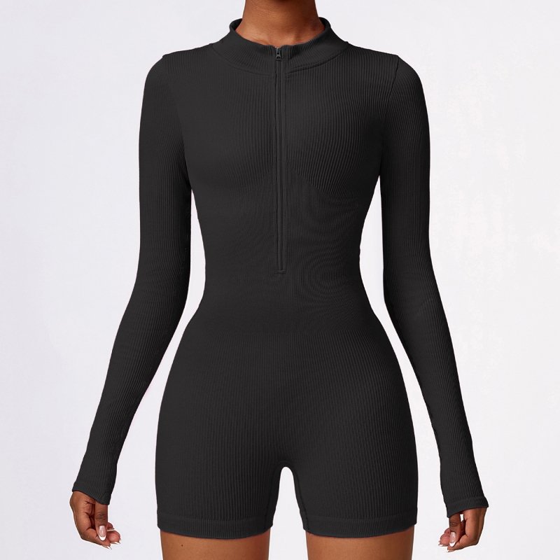 SKL-CLT6952 SEAMLESS RIBBED LONG SLEEVE JUMPSUIT