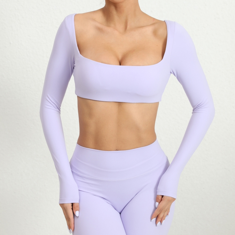 SKL-QS1053 LONG SLEVE U-NECK YOGA TOP