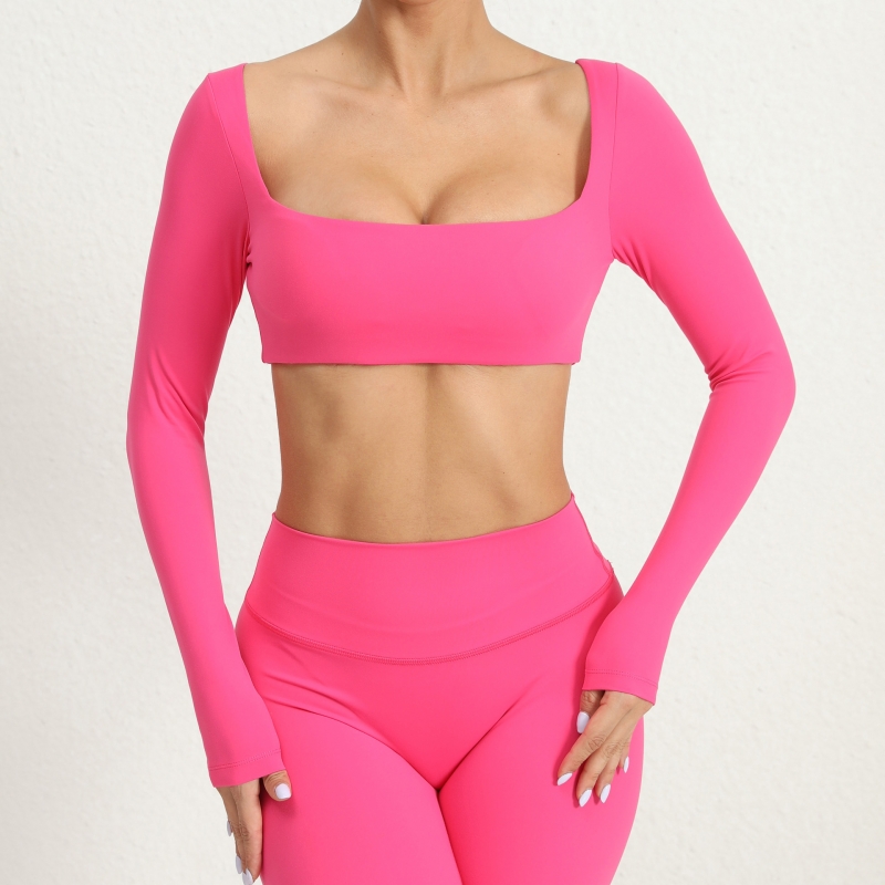 SKL-QS1053 LONG SLEVE U-NECK YOGA TOP