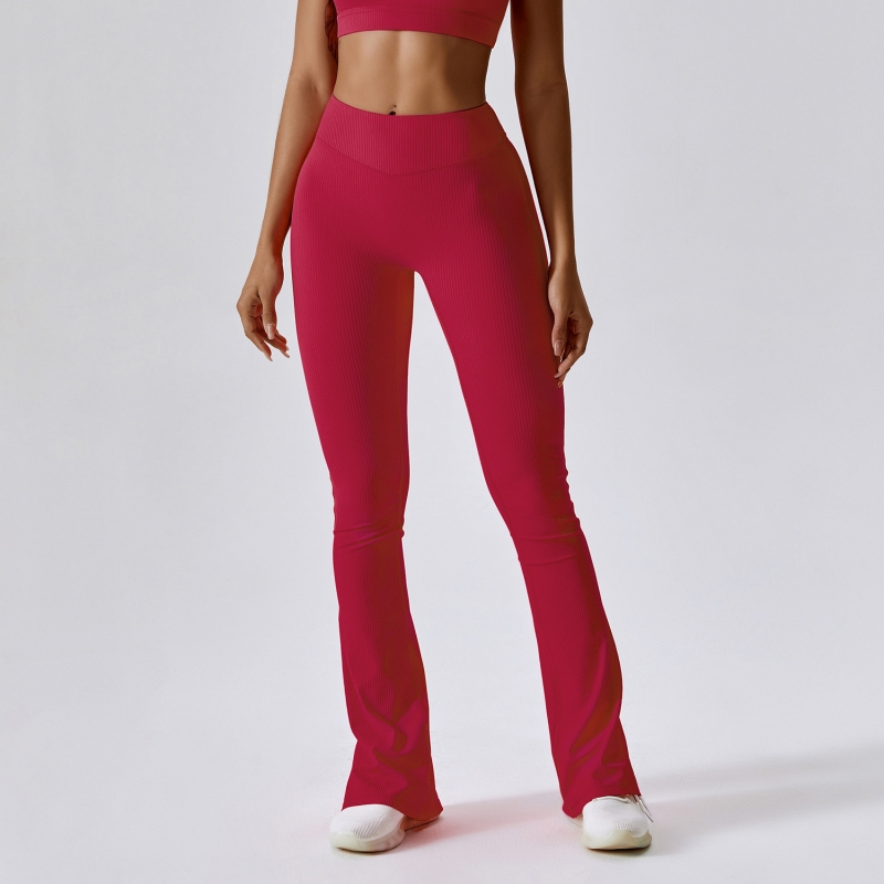 SKL-BCK8056-2 SEAMLESS RIBBED FLARE YOGA PANTS