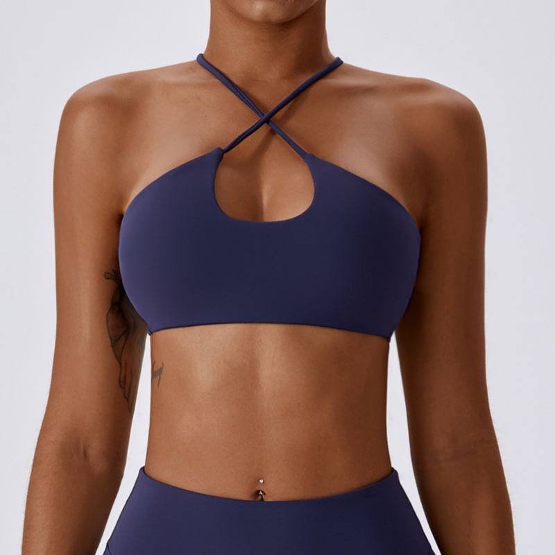 SKL-CWX8150-2 CROSS TEARDROP NECKLINE YOGA BRA