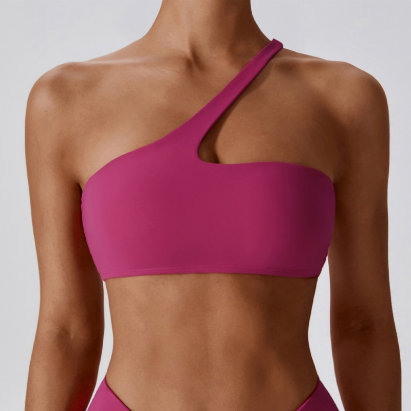 SKL-CWX8110 IRREGULAR SLANTED STRING HOLLOW BACK YOGA BRA