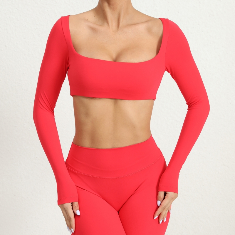 SKL-QS1053 LONG SLEVE U-NECK YOGA TOP