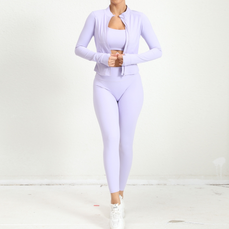 SKL-QS7521+58300 YOGA COAT THREE-PIECE YOGA SETS