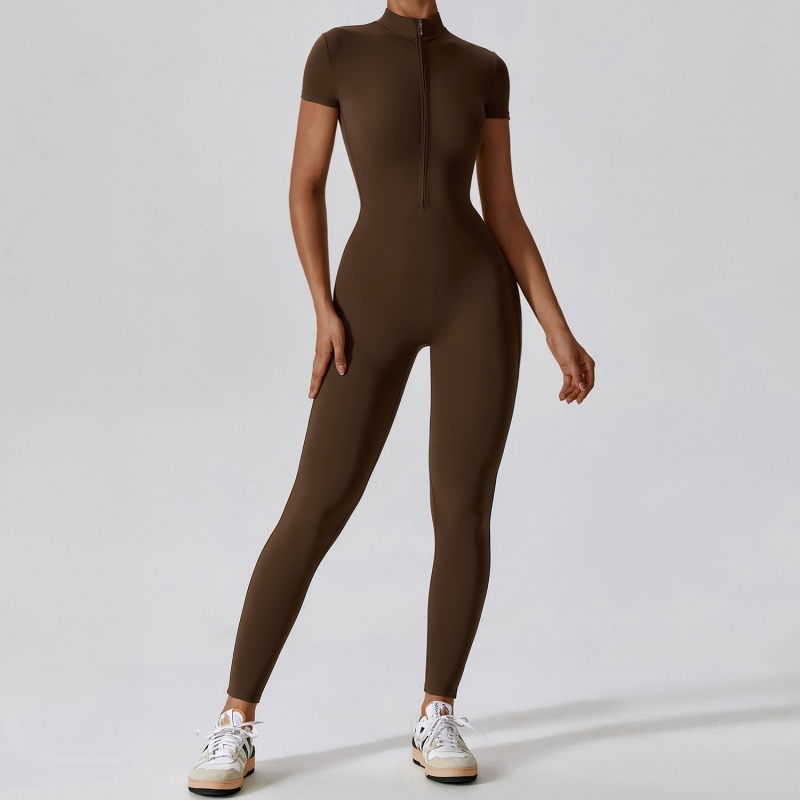 SKL-CLT8305 STANDCOLLAR HALFZIPPER SEAMLESS YOGA JUMMSUIT