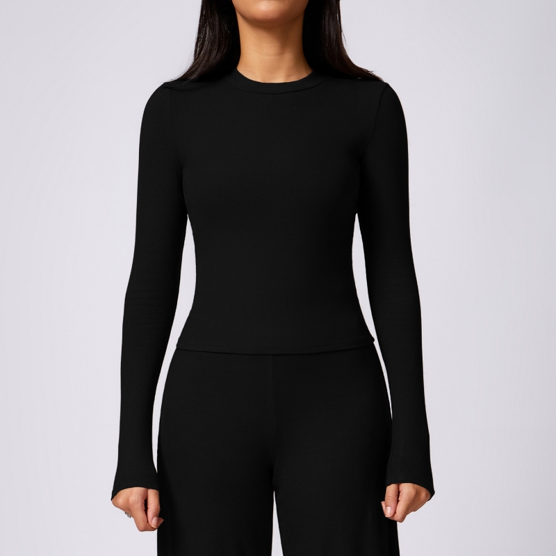 SKL-DCX8714 RIBBED LONG SLEEVE TOP