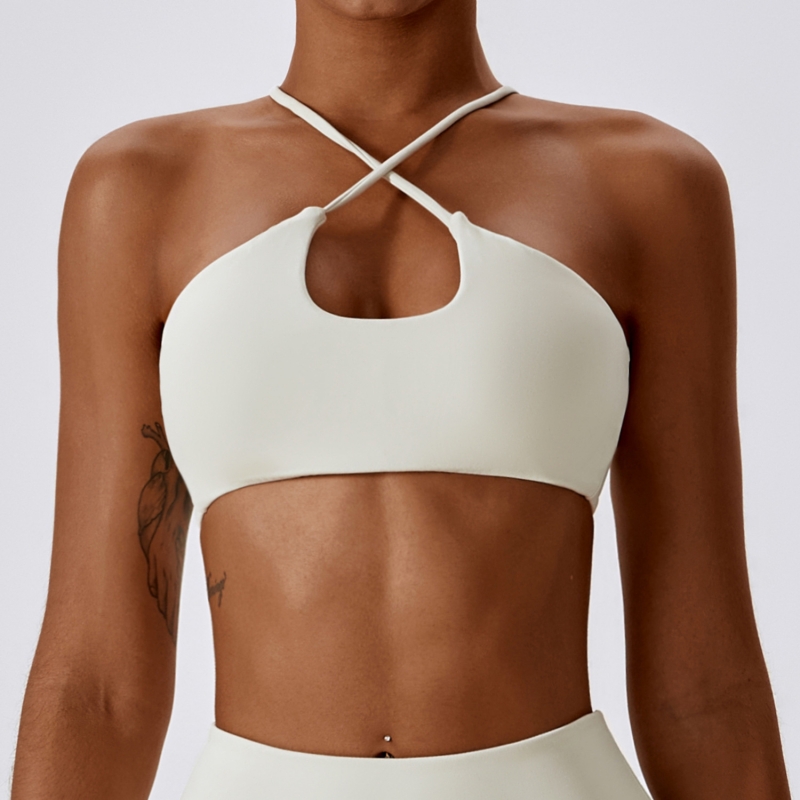 SKL-CWX8150-2 CROSS TEARDROP NECKLINE YOGA BRA