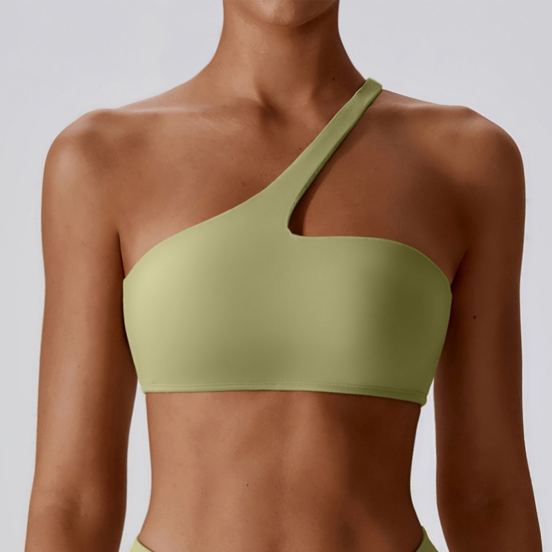 SKL-CWX8110 IRREGULAR SLANTED STRING HOLLOW BACK YOGA BRA