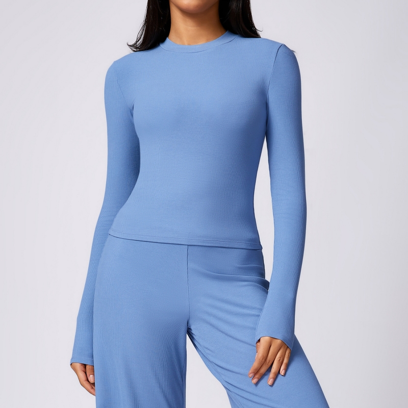 SKL-DCX8714 RIBBED LONG SLEEVE TOP