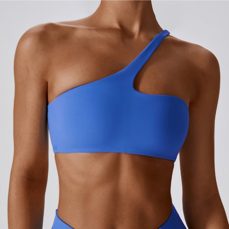 SKL-CWX8110 IRREGULAR SLANTED STRING HOLLOW BACK YOGA BRA