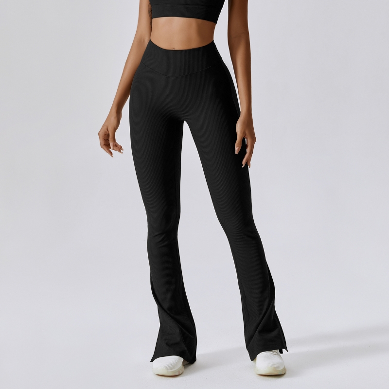 SKL-BCK8056-2 SEAMLESS RIBBED FLARE YOGA PANTS