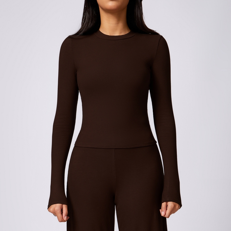 SKL-DCX8714 RIBBED LONG SLEEVE TOP