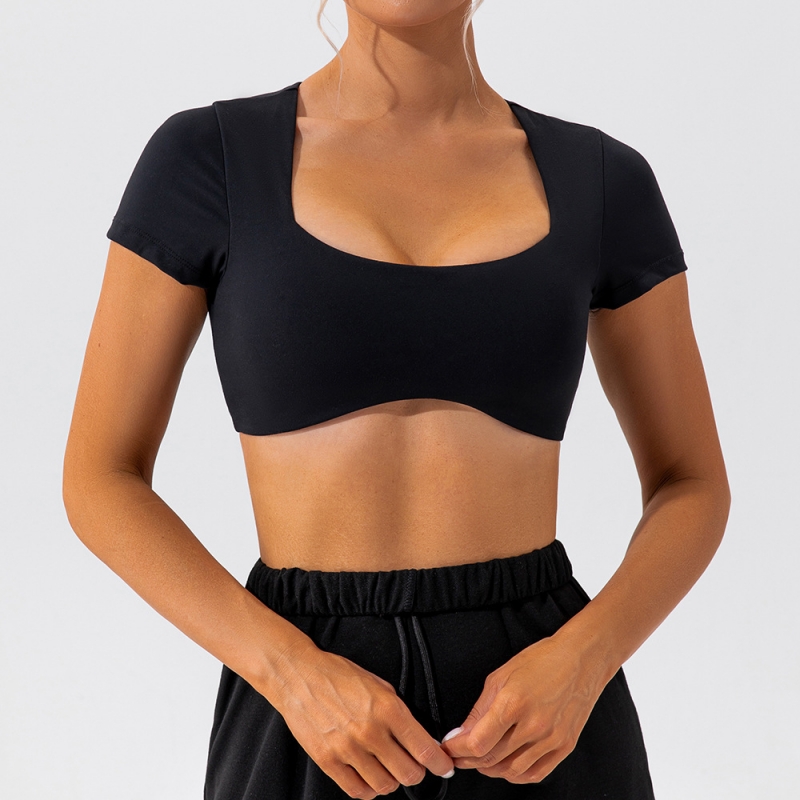 SKL- YW420 SHORT SLEVE NUDE YOGA TOP