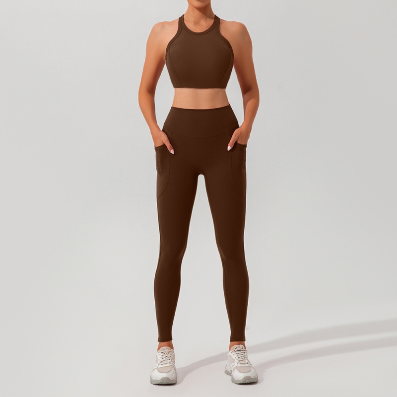 SKL-YW452+KW255 HIGH WAIST BUTT RIBBED YOGA SETS