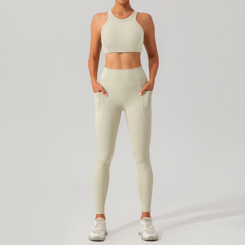 SKL-YW452+KW255 HIGH WAIST BUTT RIBBED YOGA SETS