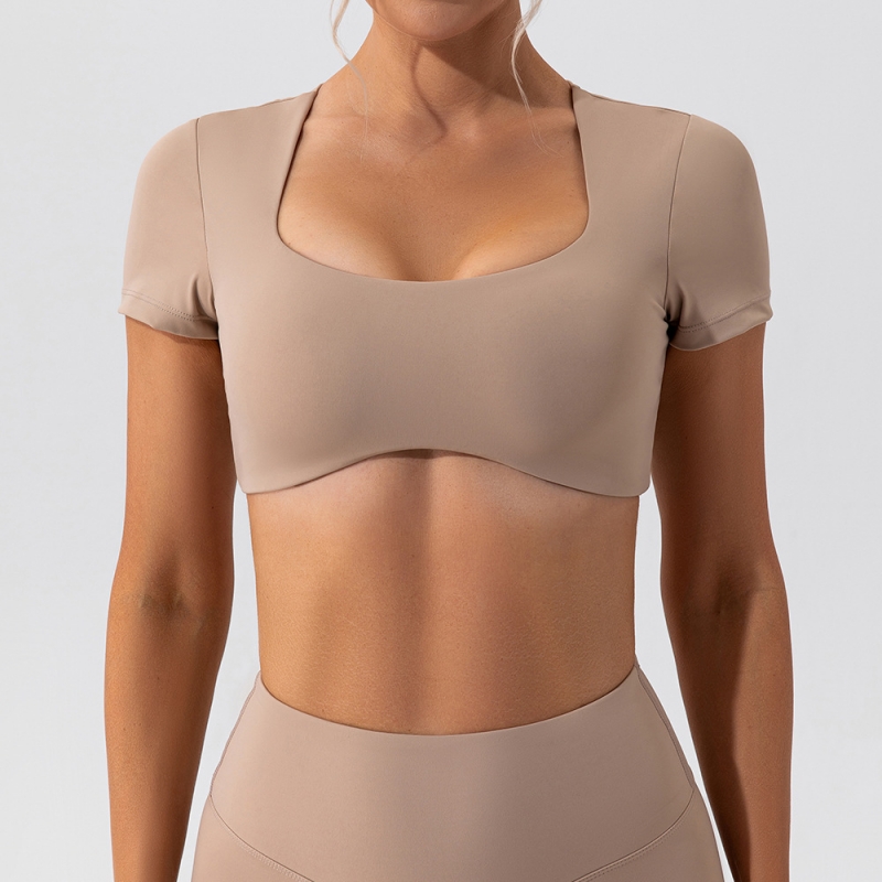 SKL- YW420 SHORT SLEVE NUDE YOGA TOP