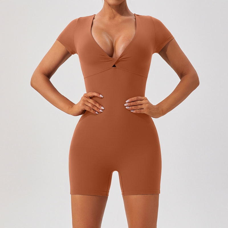 SKL- YW996L SHORT SLEVE HIGH WAIST BUTT JUMPSUITS