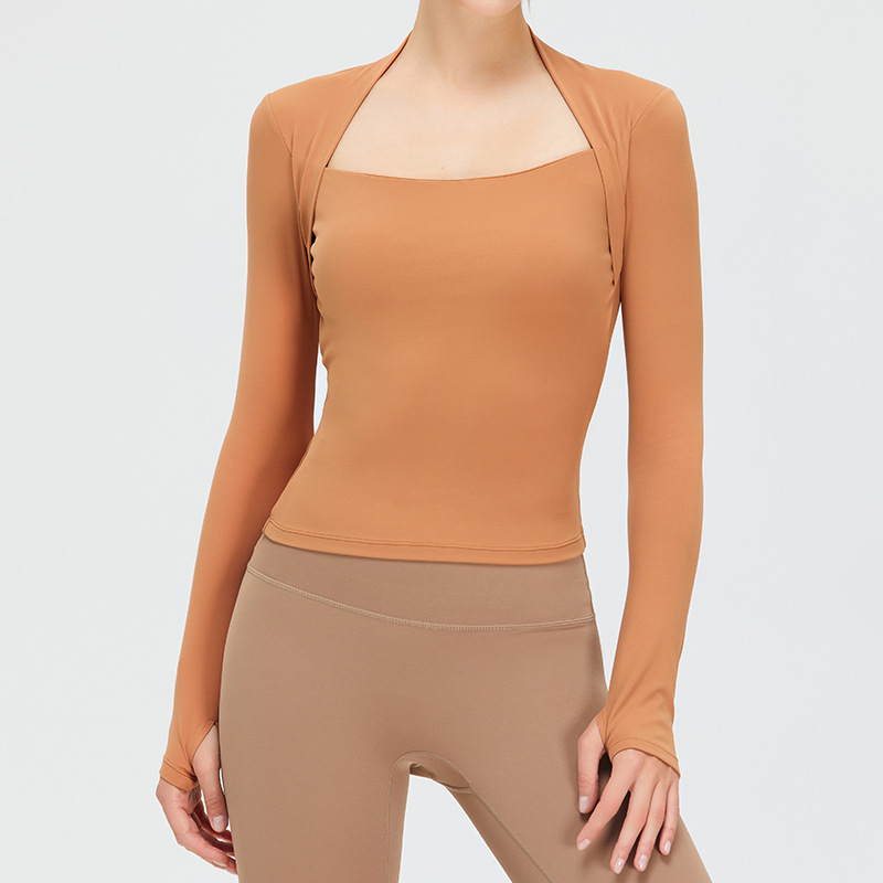 SKL-SYF  TM0104 NUDE TIGHT LONG SLEEVE YOGA TOP