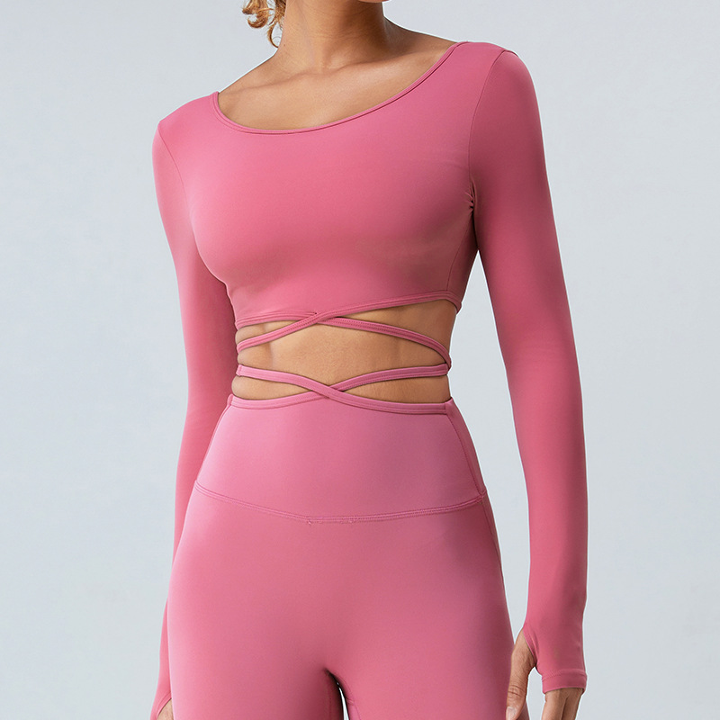 SKL-SYF TM0145 NUDE TIGHT LONG SLEEVE YOGA TOP