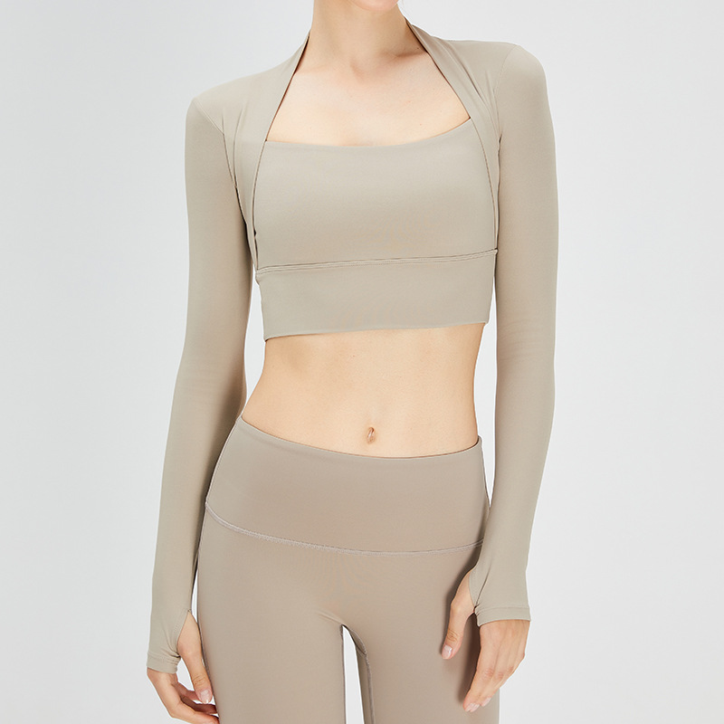 SKL-SYF TM0085 NUDE TIGHT LONG SLEEVE YOGA TOP