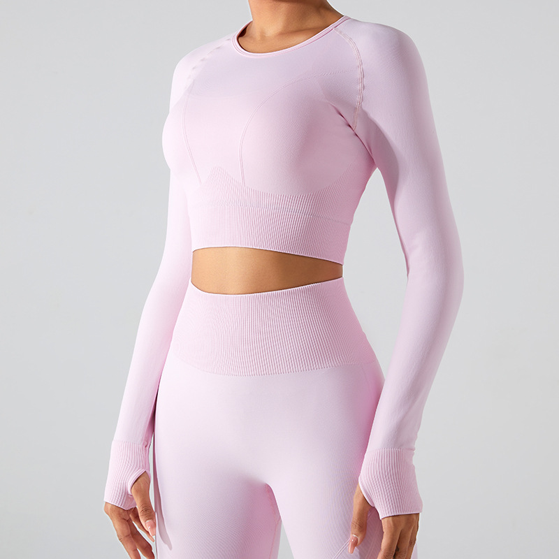 SKL-SYF  MS0167 NUDE TIGHT LONG SLEEVE YOGA TOP