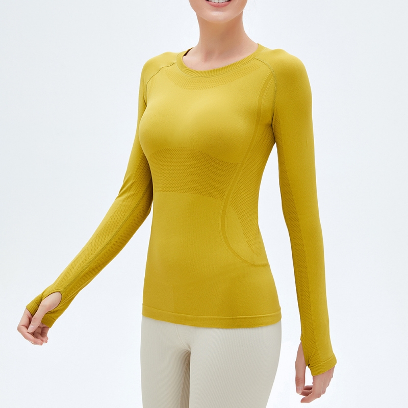 SKL-SYF  MS0073 NUDE TIGHT LONG SLEEVE YOGA TOP