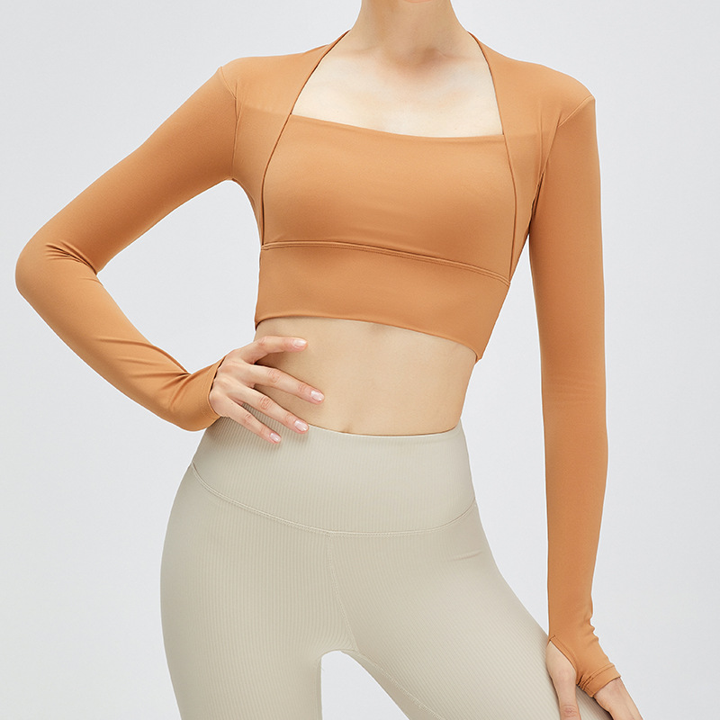 SKL-SYF TM0085 NUDE TIGHT LONG SLEEVE YOGA TOP