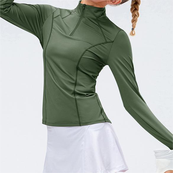 SKL-YEL 12521 LONG SLEEVE NUDE TIGHT YOGA TOP