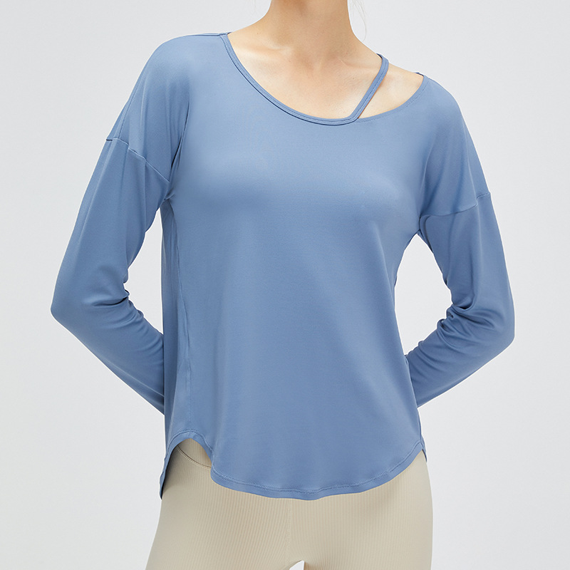 SKL-SYF TM0092 NUDE LONG SLEEVE YOGA TOP