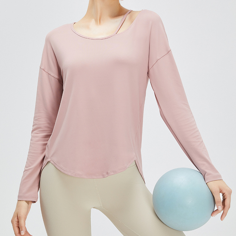 SKL-SYF TM0092 NUDE LONG SLEEVE YOGA TOP