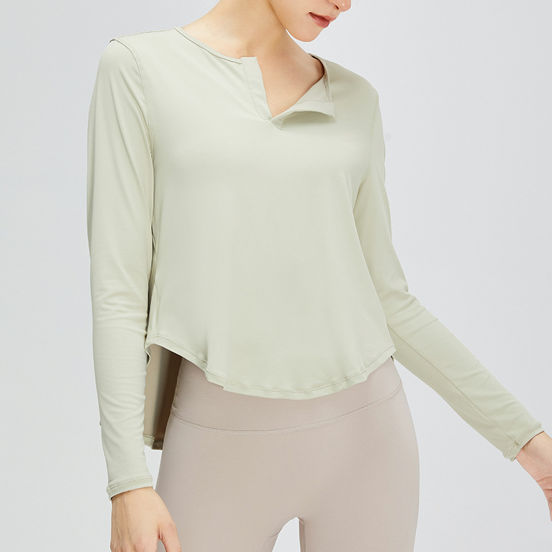 SKL-SYF  TM0089 NUDE TIGHT LONG SLEEVE YOGA TOP