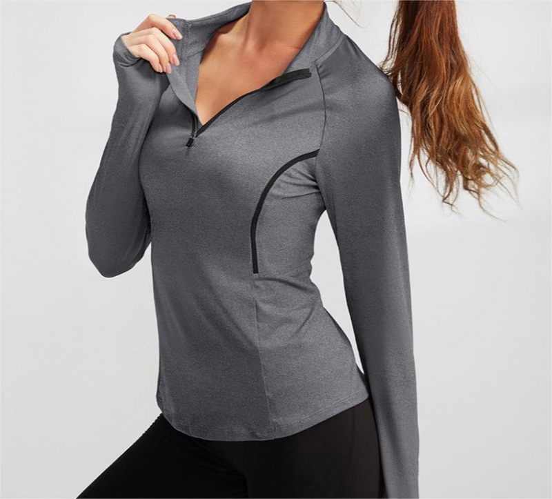 SKL-YEL92506 LONG SLEEVE NUDE TIGHT YOGA TOP