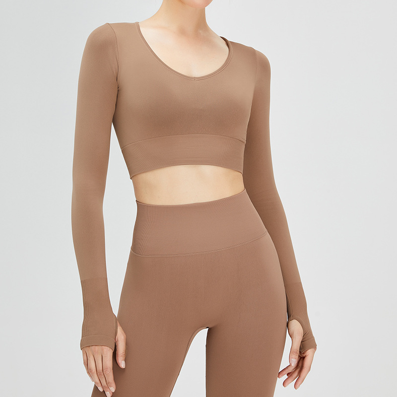 SKL-SYF  MS0119 NUDE TIGHT LONG SLEEVE YOGA TOP