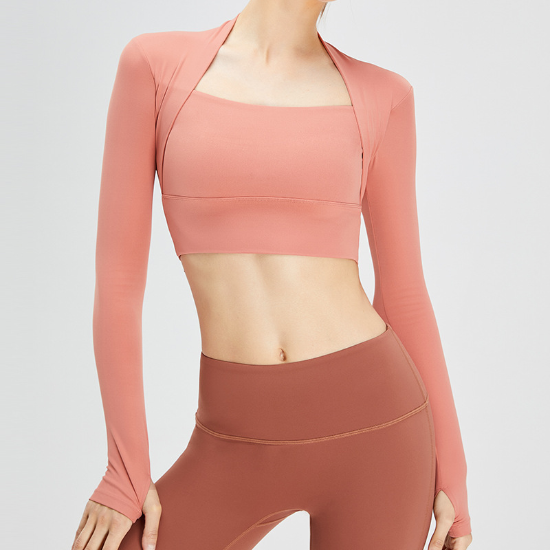 SKL-SYF TM0085 NUDE TIGHT LONG SLEEVE YOGA TOP