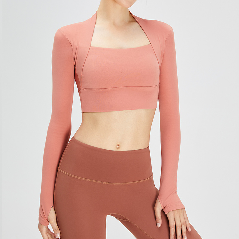 SKL-SYF TM0085 NUDE TIGHT LONG SLEEVE YOGA TOP