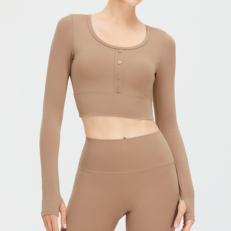 SKL-SYF TM0099 NUDE TIGHT LONG SLEEVE YOGA TOP