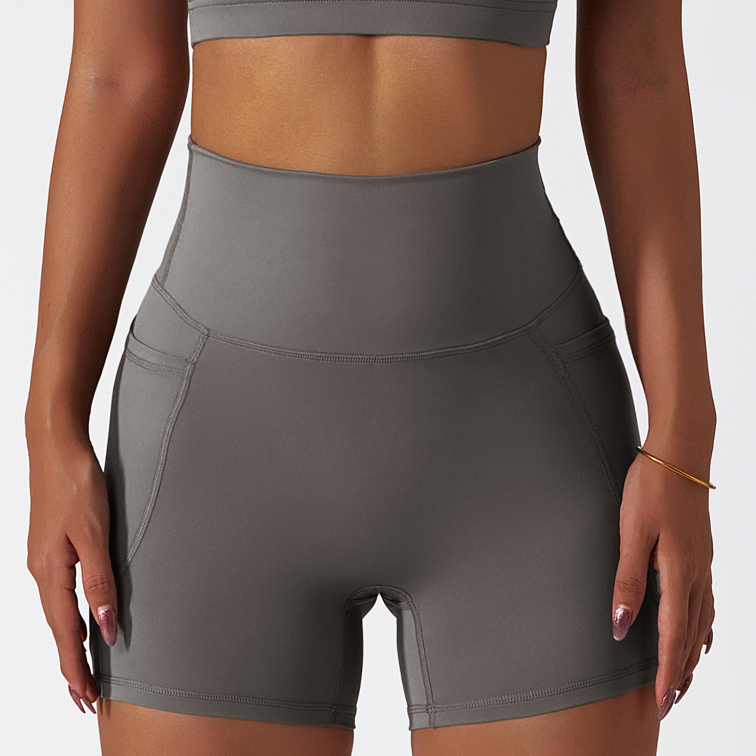 Side Pockests Soft Material Yoga Shorts