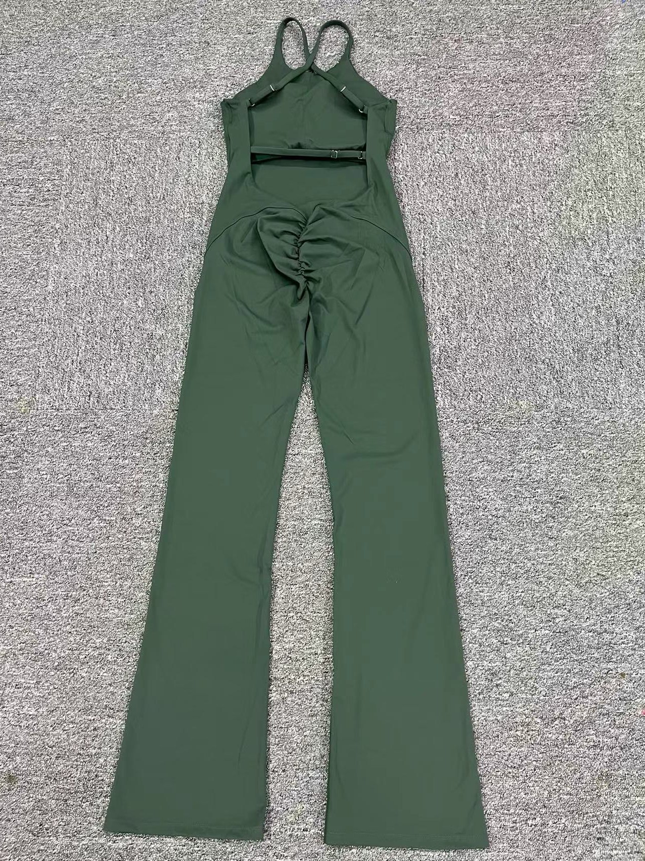 Solid Flared Trousers Cutout Backless Jumpsuit QS53202